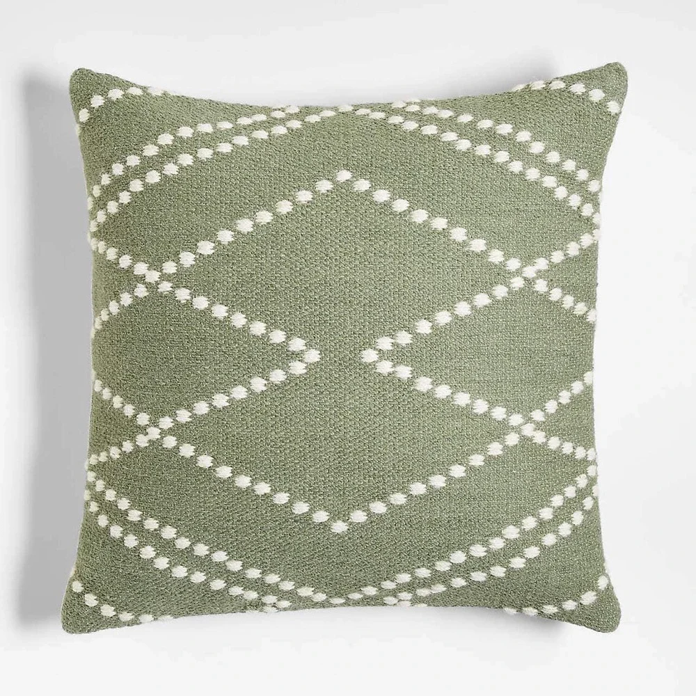 Set of 2 Crate & Barrel Sage Kilim Cotton Wool Blend Throw Pillow Covers 23x23